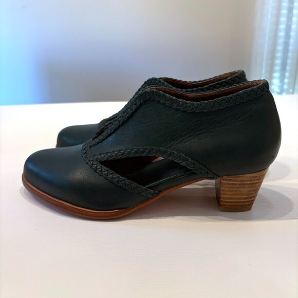 Bali Elf Women's Spirit Walker Handmade Hunter Green Leather Ankle Booties Sz 10 - Picture 2 of 10